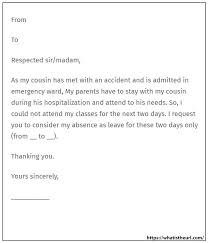 I want to intimate students and guardian that this is an application. Leave Letter For Relative S Accident Lettering Accident Class Teacher