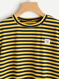 Black And Yellow Stripes Shirt Yellow Black Striped Tee Yellow Striped Shirt Emoji Patch Patch Tshirt