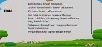 Menulis huruf tegak bersambung f. Soal Dan Jawaban Sbo Tv Sd Kelas 2 Jumat 5 Februari 2021 Tuliskan Ceritamu Tentang Hewan Peliharaan Surya