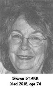 STARR, Sharon, Died 2018 at age 74