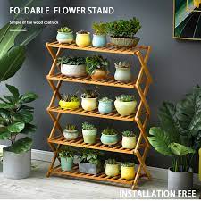 Multi Layer Folding Wooden Flower Stand Rolling Flower Plant Display Stand Shelf Ladder Stand For Living Room Balcony Patio Yard Indoors Outdoors Walmart Co Plant Shelves Outdoor Plant Shelves Plant Stand
