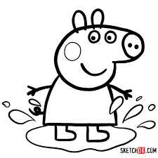 How To Draw Peppa Pig In The Mud Puddle Sketchok Draw this cute peppa mig mother by following this drawing lesson. how to draw peppa pig in the mud puddle