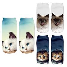 Nice Ladies Women S Girls 3d Funny Crazy Cat Monkey Unicorns No Show Socks 11 99 Crazy Cats Cute Animals No Show Socks