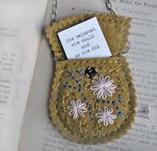 Hand Embroidered Secret Message Pouch Necklace In Bare Branches In The Orchard Pattern Felt Crafts Diy Felt Crafts Hand Embroidered