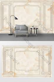 Simple European Plaster Pattern Gold Foil Line Border Corner Flower  Background Wall Decors & 3D Models