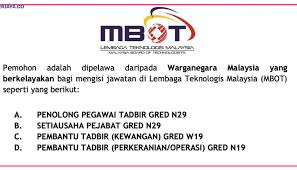 Badan ini bertujuan untuk menaikan martabat bidang kejuruteraan serta. Lembaga Teknologis Malaysia Mbot 1 Kerja Kosong Kerajaan
