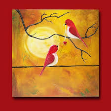 Bird Paintings On Canvas Bird Paintings On Canvas Original Canvas Painting Love Birds Painting By Lindafehlengallery Original Canvas Painting Love Birds Painting Bird Art