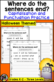 Halloween Writing Activity Capitalization And Punctuation Practice For 1st And 2nd Grade Halloween Writing Writing Worksheets Grammar Worksheets