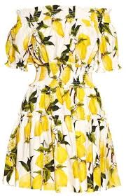 Dolce Gabbana Off The Shoulder Lemon Print Dress Shopstyle Lemon Print Dress Lemon Print Print Dress