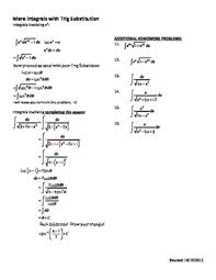 Sc8 the course provides students with the opportunity to work with functions represented verbally. Trigonometric Substitution Worksheet Ap Calculus Bc By Ultramathrunner