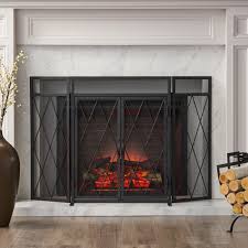 Bring fresh air and sunlight into your home with the woodcraft screen door from screen tight. Blyfield Modern Iron Folding Fireplace Screen With Door By Christopher Knight Home On Sale Overstock 30355197