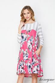 New Pink Blue Honeyme Floral Sharkbite Dress Size S M L Xl 2xl 3xl Honeyme Dresses Pink Blue My Style