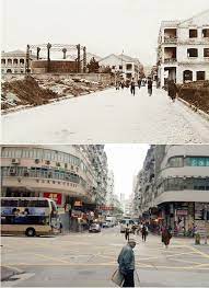 1905年 現今平行時空114年 1905年九龍上海街之間佐敦道尚未開通 煤氣鼓 火井 左邊紅磚圍牆煤氣鼓 即今天統一大厦位置 佐敦道原名為 第六街 1880年 當局將油麻地的一個沼澤海灣填平進行填海 於1904年完成 當局在沼澤海灣的新填地上開闢六 hong kong kong