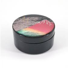 Black Japanese Jewelry Box Akafuji Mount Fuji