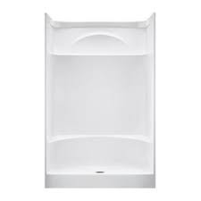 White Acrylic 1 Piece Shower With Integrated Seat Common 36 In X 48 In Actual 76 In X 35 875 In X 47 875 I One Piece Shower Corner Shower Kits Shower Stall