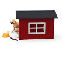 Hundehütte mit Goldenretrievern