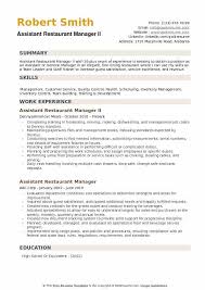 Assistant Restaurant Manager Resume Samples Qwikresume