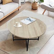 Vidaxl coffee table solid reclaimed wood round end side living room stand. Buy Toysinthebox Round Coffee Tables Accent Table Sofa Table Tea Table For Living Room Office Desk Balcony Wood Desktop And Metal Legs 23 6 Inches Online In Uae B08r35s4hk