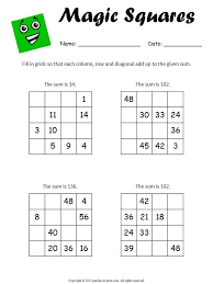 Intermediate Magic Square Worksheet 1 Magic Squares Math Mental Maths Worksheets Magic Squares