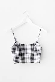 Black And White Plaid Tank Top Black And White Plaid Printed Crop Top With Thin Adjustable Spaghetti Straps Non Stretch Woven Material Side Zipp Body Suit Outfits Print Crop Tops Crop Tops