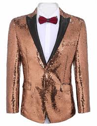 Black And Gold Suit Jacket Men S Clothing Suits Sport Coats Shiny Sequins Suit Jacket Blazer One Button Tuxedo For Party Wedding Banquet Prom Gold Prom Suit Prom Suits Rose Gold Suit