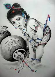 Lord Krishna Sketch Art Baby Krishna Krishna Drawing Krishna Tattoo