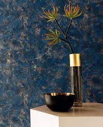 Tapete Patinas Im Satten Blau Mit Goldschimmer Im Industrielook Tapeten Haus Deko Patina