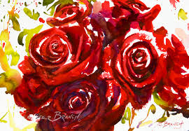 With the side of the brush, paint a short wavy line, first from top to. Red Roses Painting