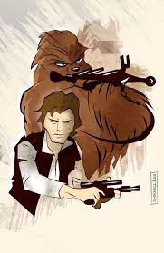 Star Wars Animated Han Solo And Chewbacca By Jim Mehsling Star Wars Art Star Wars Artwork Star Wars Fan Art