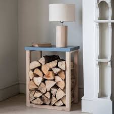 26 l end side table log trunk roman stone resin composite fine details 932. Log Storage Side Table Store