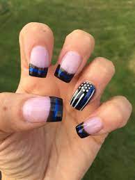 Back The Blue Cute Gel Nails Lines On Nails Rodeo Nails