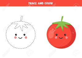 Istetiana / getty images the term heirloom tomato often refers to a species with pure genetics—a parent. Trace Cute Kawaii Red Tomato And Color It Coloring Page For Preschool Kids Learning To Write And To Draw Educational Worksheet Royalty Free Cliparts Vectors And Stock Illustration Image 149451873