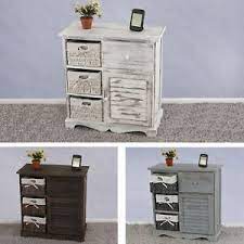 Die schwerpunkte liegen entweder auf dem material oder der farbe. Kommode Schrank Mit 3 Korben 63x60x30cm Shabby Look Vintage Weiss Braun Grau Ebay