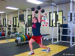 With the bar in your hands and your elbows pointed forward, in what is known as the front rack position. Exrx Net Dumbbell Hang Clean And Jerk