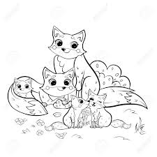 1.74 mb, 2109 x 2627 Cute Cartoon Wild Fox Family Vector Coloring Page Outline Male Royalty Free Cliparts Vectors And Stock Illustration Image 141324496