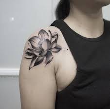 28 Blackwork Brush Stroke Tattoos By Lee Stewart Tattooblend Lotus Tattoo Shoulder Brush Stroke Tattoo Flower Tattoo Shoulder