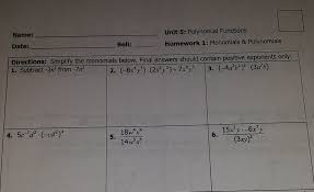 Check spelling or type a new query. Name Unit 5 Polynomial Functions Homework 1 Chegg Com