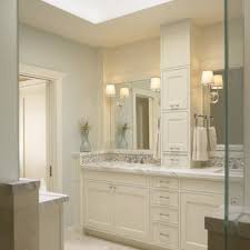 Two drawers and center storage plus lower shelving provide plenty of space for toiletries and towels. Vanity Towers Houzz