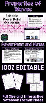 Properties Of Waves Powerpoint And Notes Physical Science Middle School Middle School Lesson Plans 6th Grade Science