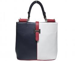 Дамска чанта еко кожа бяло/синьо/червено ZHBF-18639 - Дамски чанти