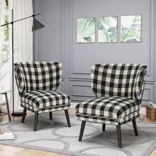 Desdemona Set Of 2 Modern Farmhouse Accent Chair Black Checkerboard Christopher Knight Hom Accent Chairs For Living Room Accent Chairs Farmhouse Accent Chair