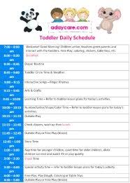 Daycare Daily Schedule Childcare Daily Schedule