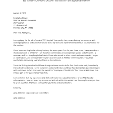 Cook Cover Letter And Resume Examples