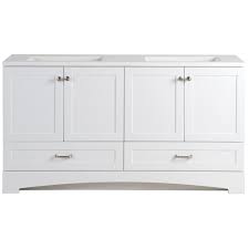Home decorators collection 61 in. Lancaster 60 In W Bathroom Vanity In White With Cultured Marble Vanity Top In Ebay