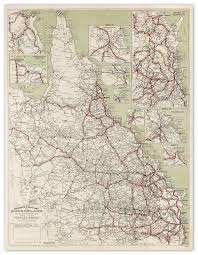 Robinson S Road Map Of Queensland No 221 Antique Print Map Room Map Print Map Queensland