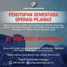Jabatan pendaftaran negara perlis is a agensi kerajaan based in kangar, perlis. Makluman Penutupan Jabatan Pendaftaran Negara Malaysia Facebook