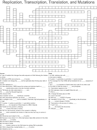 Replication Transcription Translation And Mutations Crossword Wordmint