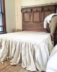 Maybe you would like to learn more about one of these? Diy No Sew Drop Cloth Bed Skirt Diy Bed Skirt Home Bedroom Bedroom Makeover