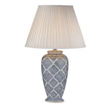 Decorative Pale Blue White Geometric Table Lamp Base