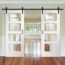 Double Sliding Door Track Severo White 4 Pane Doors Clear Bevelled Glass Prefinished Double Sliding Doors Sliding Doors Interior Glass Barn Doors Interior